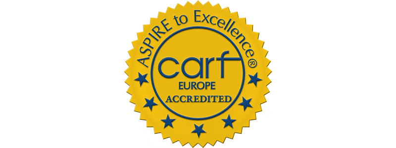 The Commission on Accreditation of Rehabilitation Facilities (CARF) in Europe's Accredited Seal